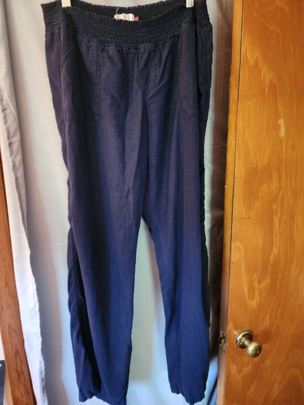 SO Women’s XL Navy Blue Linen-Blend Pull-On Pants